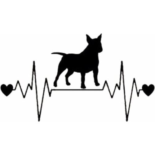 8" Wide Bull Terrier Heartbeat Lifeline Funny Vinyl Decal Sticker Car Stickers Window
