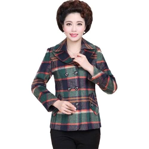 Middle-Aged And Elderly Womens Spring And Autumn Coat Mother Puts On Clothes 40-50 Years Old Small Suit Plaid Short Coat L347