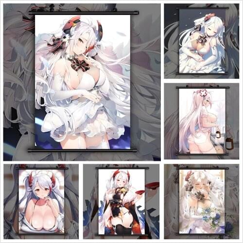 WTQ Azur Lane Prinz Eugen Wedding Dress Nurse Retro Poster Canvas Painting Anime Posters Wall Decor Wall Art Picture Home Decor