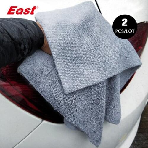 East 2 pcs Microfiber Water-absorbent Cleaning Cloth Household Boundless Towel Car Washing Tools Kitchen Clean Supplies Gray