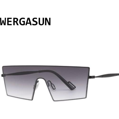 WERGASUN Oversized Rectangle Sunglasses Women Retro Vintage Sunglasses Luxury Brand Rimless Eyewear oculos de sol