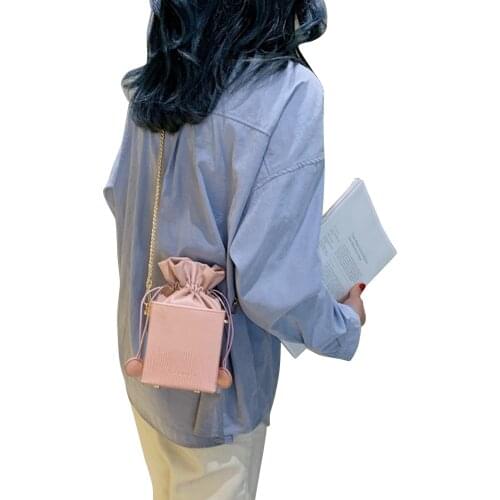 Female Bucket Bag Letter Print Multipurpose Shoulder Bag Messenger Bag for Women Yellow/Khaki/Black/Pink