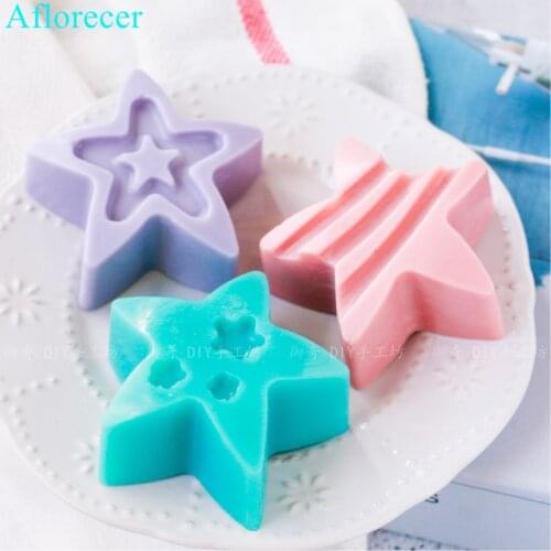 Stars 3d Handmade Flexible Silicone Soap Mold DIY Chocolate Biscuit Mold Soap Stome Mold Cake Decors Fondant Tools