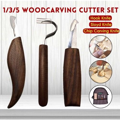 1/3/5Pcs Wood Carving Knife Chisel Woodworking Cutter Hand Tool Set Peeling Woodcarving Sculptural Spoon Carving Cutter
