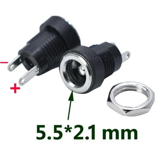 10PCS 2.1MM X 5.5MM PANEL CHASSIS MOUNT DC SOCKET CHARGER POWER JACK PLUG - SMALL