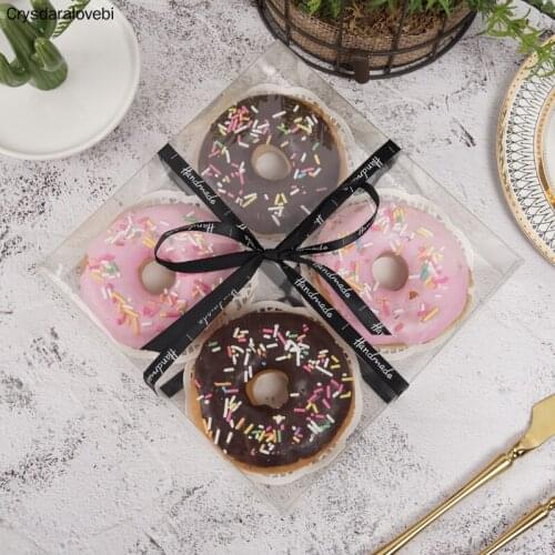 10pcs Donuts Transparent Package Boxes Birthday Wedding Baby Show Gift Cake Decoration Baking Cookies Supplies