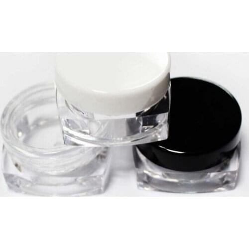 100 PCS 3g black jars square jar plastic my bottle black lid jars empty bottle eyeliner eyeshow case