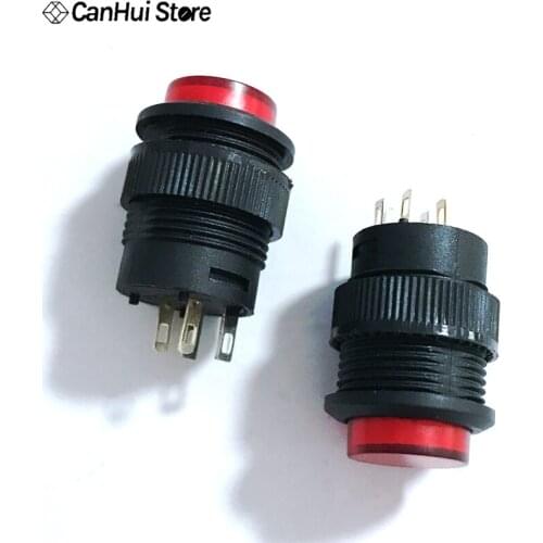 2PCS RED R16-503AD Self-locking ON/OFF LED Light Latching Push Button Switch 4 PIN DIP circular 16MM 3A/250V