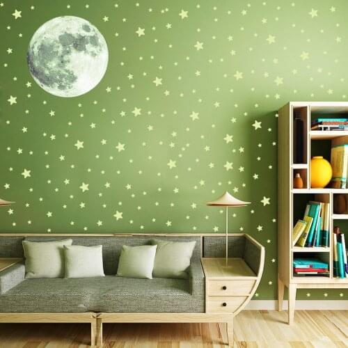 20cm Luminous Moon Star 3D Wall Sticker For Kids Room Living Room Bedroom Decoration Home Decals Glow In The Dark Wall Stickers