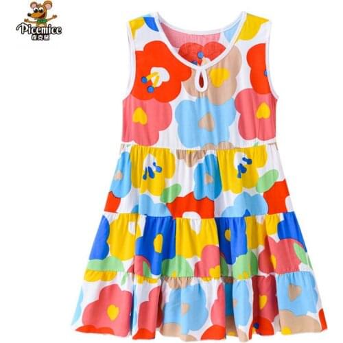 2021 Summer Style Girls Dresses Children Floral Dress 4 6 8 10 12 Year Sleeveless Kids Princess Dress for Girls Clothes