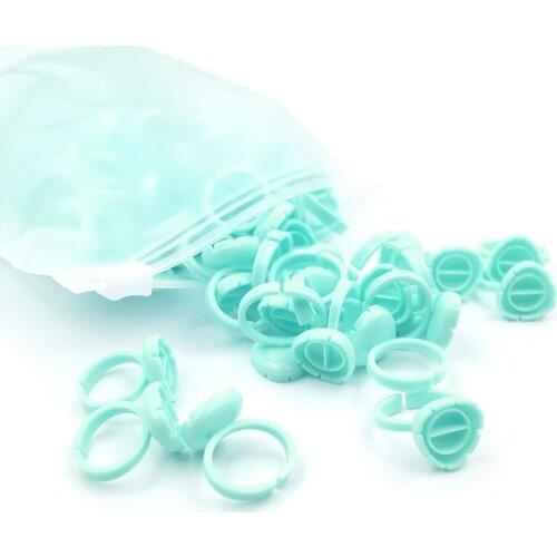 2021New 3 colors Heart shape eyelash Glue Rings Cups Tattoo Ink Holder Ring Disposable Eyelash Extension Glue Quick Blossom Cup