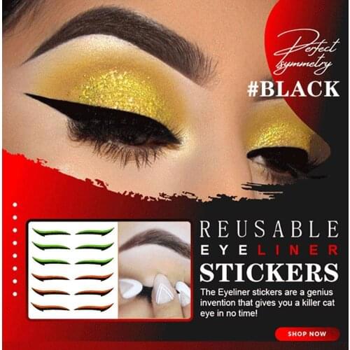 6 Pairs Reusable Eyeliner Sticker Cat Makeup Eyeliner Classic Sexy Glitter Lasting Line Eyelid 12color Optional