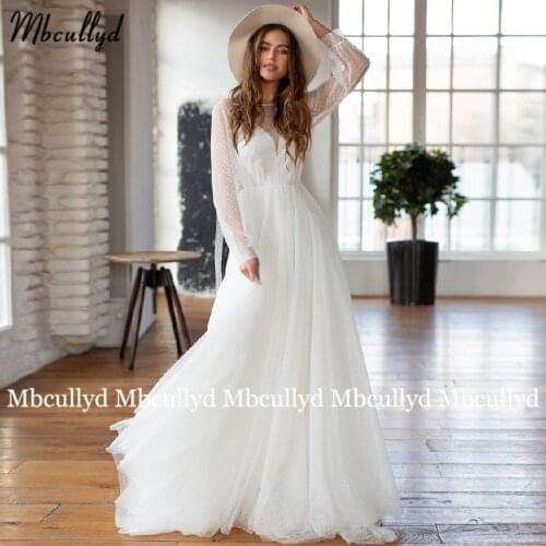 Mbcullyd Bohemian Long Sleeves Wedding Dress A Line 2 In 1 Detachable Jacket Modest Custom Made Women Bridal Gowns Princess