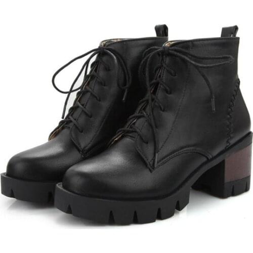 Big Size Fashion lace up Martin boots boots women shoes ankle boots for women ladies boots shoes woman winter