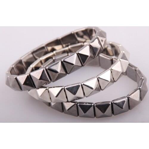 Free Shipping 3pc rhodium and gun hyramid bracelet set for men Women holiay gift