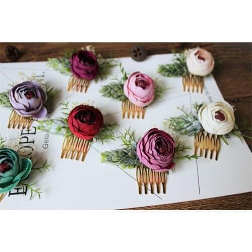 CC engagement jewelry hair sticks hairpins flower combs wedding accessories bride bridesmaids rose shape 100% handmade diy mq041