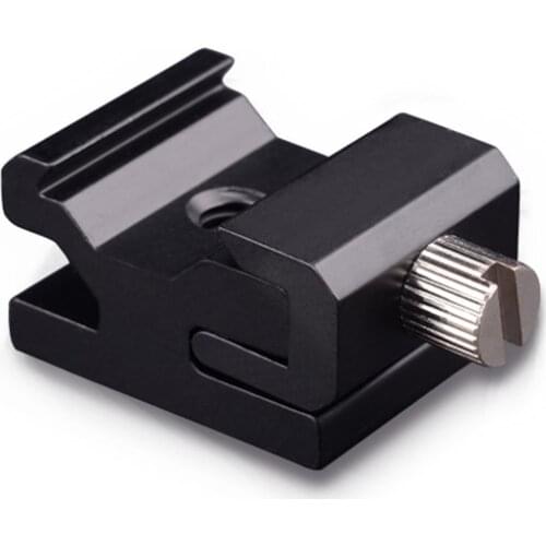 Black Metal Cold Shoe Flash Stand Adapter with 1/4-inch Screw Cold Shoe Mount Adapter Bracket for Camera Flash LED Light Monitor