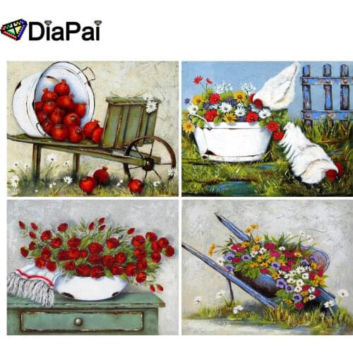 DIAPAI 5D DIY Diamond Painting 100% Full Square/Round Drill "Flower car scenery" 3D Embroidery Cross Stitch Home Decor