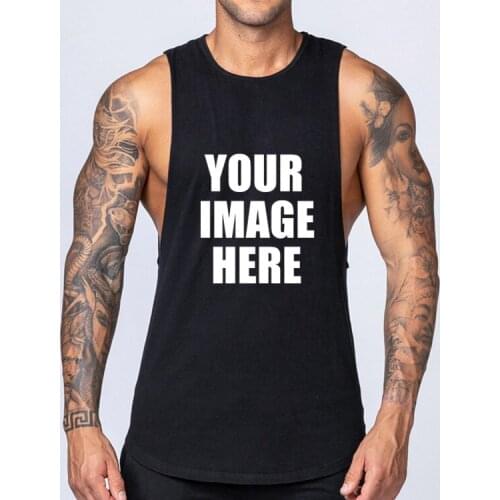 Cotton Muscle Stringer Custom Printed Fitness Bodybuilding Gym Tank Top