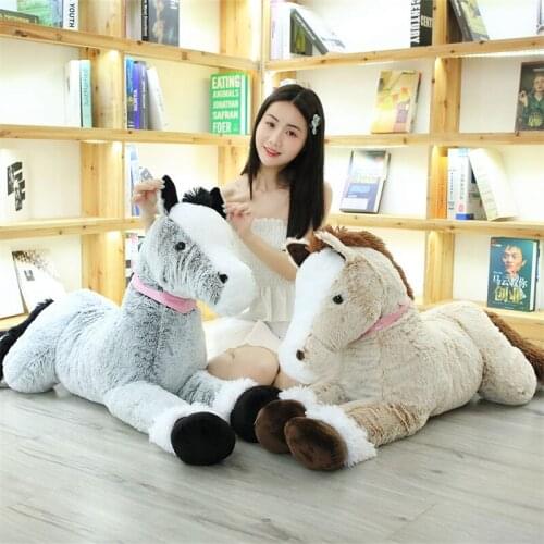 90/120cm Simulation Horse Plush Toys Cute Staffed Animal Zebra Doll Soft Realistic Horse Toy Kids Birthday Gift Home Decoration