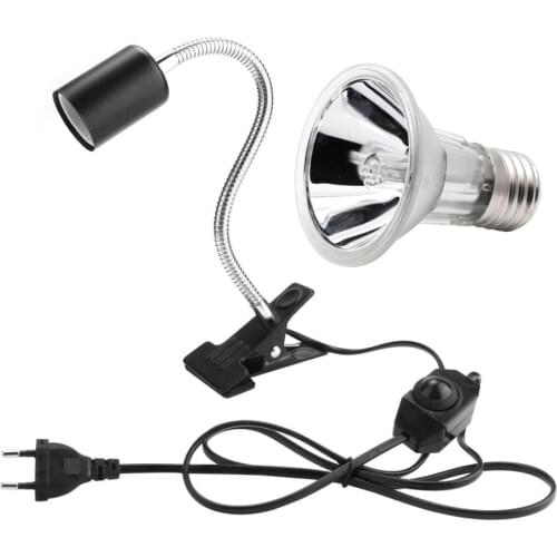 High Quality UVA+UVB3.0 Reptile Turtle Halogen Lamp Kit with Clip-on Holder Lizards Tortoise Basking Bulb Splashproof Heat Lamp
