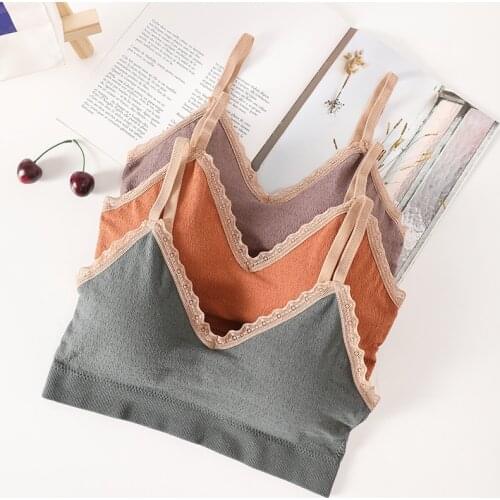 Tube Top Womens Lace Crop Top Active Fitness Seamless Underwear Female Sexy Lingerie Padded Camis Sport Bandeau Top Tank Winter