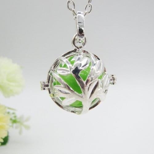 The Yong Tree Locket Cage with Belly Ball Lava and Felt Balls DIY Essential Oil and Music Jingle Sounded Pregnant Necklace