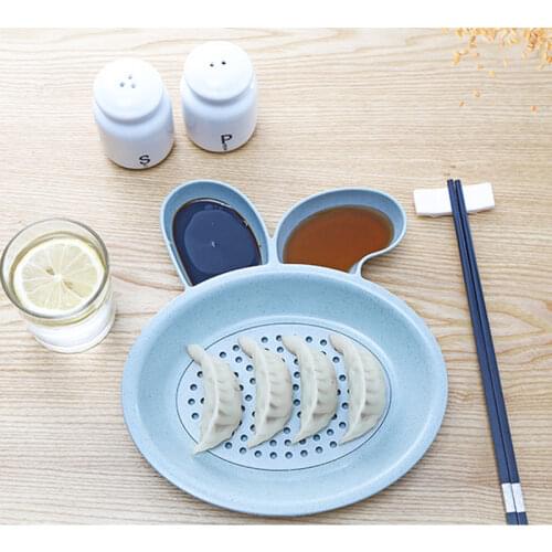 Microwave Four Separated Grid Vegetable Plate Dish Bowl Wheat Straw PP Plastic Material Dish Student Plate Snack Plate