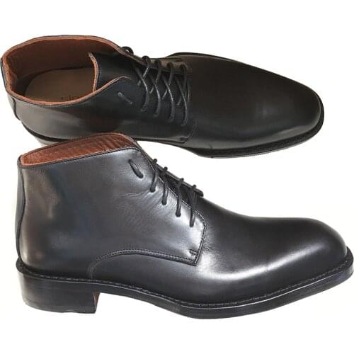 Sipriks Mens Leather Black Boots Winter Warm Wool Goodyear Welted Ankle Boots Grooms Wedding High Tops Shoes Male Cowboy Boot 45