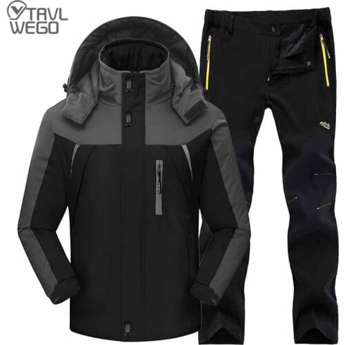 TRVLWEGO Winter Ski Suit Men Windproof Waterproof Snowboard Jacket and Pants Outdoor Super Warm Thick Thermal Fleece Snow Coat