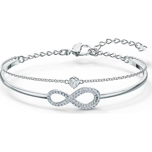 2021New high-end Europes latest Eternal Love Double Bracelet Female Crystal from Swarovskis Two-in-One Bracelet with Diamonds