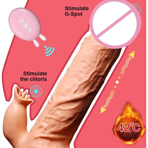 Huge Heating Dildo Vibrator 10 Frequency Telescopic Simulation Penis Women G Spot Wireless Remote Dildo Vibrator Sex Shop