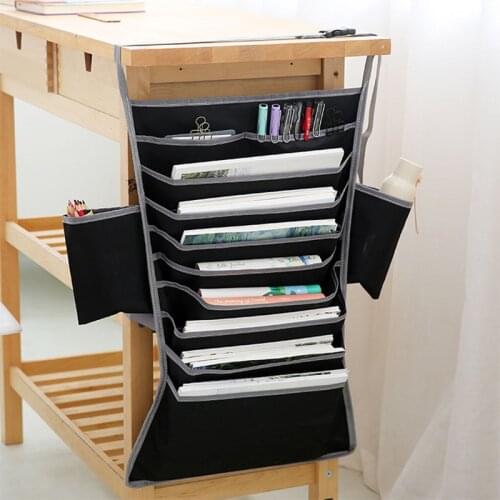 Multi-Pocket Student Table Desk Storage Book Pens Water Bottle Hanging Bag Organizer Adjustable Magazine Holder School Supplies
