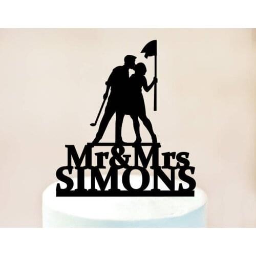 Personalized Golf Wedding Cake Topper,Golf Cake Topper,Mr and Mrs Topper. Bride & Groom Golf Theme Wedding Decoration
