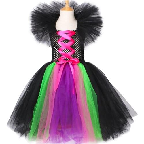 Girls Dress Halloween Costume Clothes Witch Party Dance Children Cosplay Wear Toddler Girls Tutu Dress Nylon tulle Dress