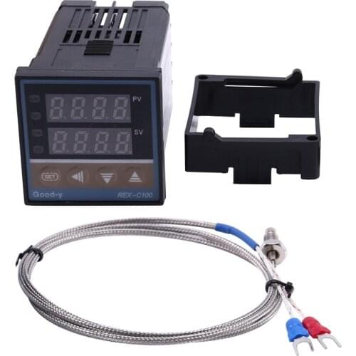 REX-C100 Digital Temperature Controller Thermostat Relay Output + K Type Thermocouple Sensor 48 X 48 1300C