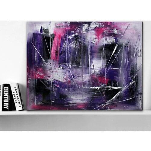 Handmade high quality thick knife abstract oil painting Mauve fog abstract on Canvas Painting Decor Oil Painting artwork