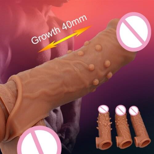 Sleeve for Penis Cock Ring Time Delay Intimate Toys Male Reusable Silicone Condoms Penis Extender Sex Toys for Men Masturbators