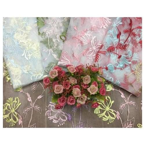Butterfly knot flower leaf embroidered mesh fabric childrens embroidered fabric lace Wedding Lace Fabric