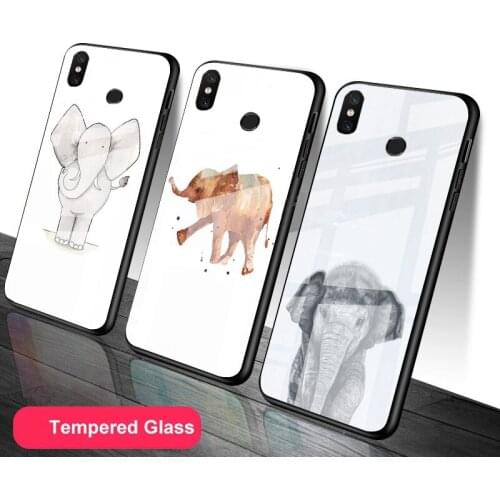 Elephant Nursery Art Tempered Glass Phone Case For Redmi Note 5 6 7 8 9 Pro Note8T Note9S Redmi8 9 Cover Shell