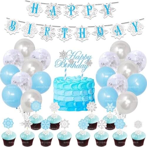 1 set/Snowflake Balloon ice Snow latex balloon birthday happy banner top hat balloon Girl Woman birthday baby Shower Background