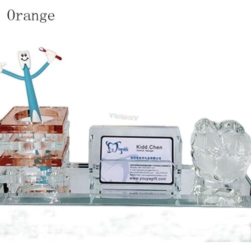 Dental Crystal molar business card holder+Pen holder Set dental gift for Dental Clinic decoration