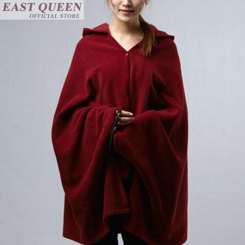 Chinese traditional clothing robe gown women casual plus size long robe Buddhist Hooded Cloak Plus Size Monk Outfit FF386 A