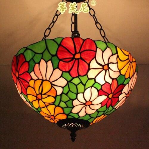 Upscale villa colorful rose stained glass pendant light for living room bedroom dining room study room bar KTV cafe lamp