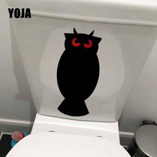 YOJA 11.2X23.2CM WC Toilet Decal Horrible Owl Pattern Bedroom Home Decor Wall Sticker T5-0585