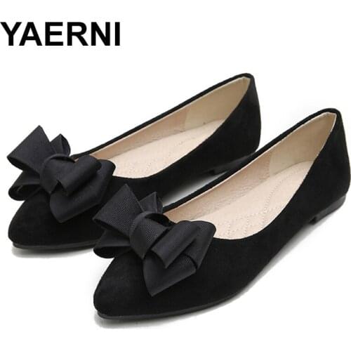 YAERNI Womans Satin Bow Suede Pointed Toe Ballet Flats Slip On Loafers Boat Shoes Women Breathable Comfortable Blue Flat Baller