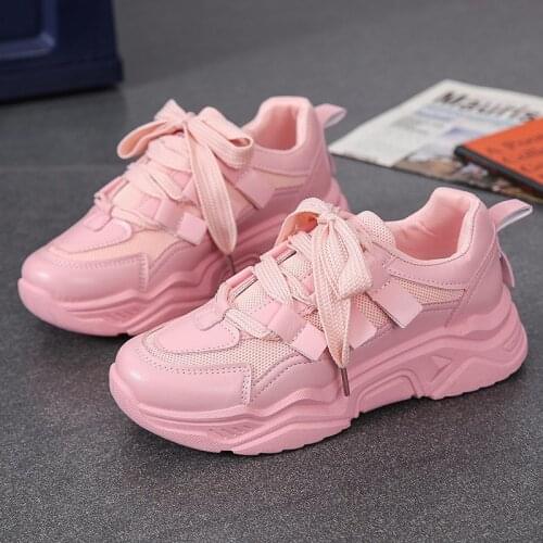 Womens Chunky Sneakers Thick Bottom Platform Vulcanize Shoes Fashion Breathable Casual Running for Female 2020