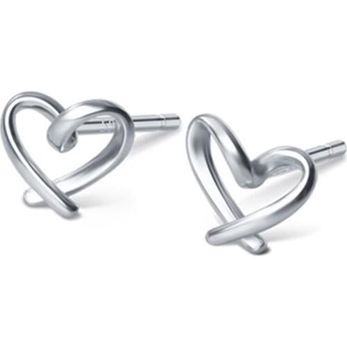 Exquisite Hollow Out Mini Heart Shaped Stud Earrings for Women Genuine 925 Sterling Silver Beautiful Party Jewelry