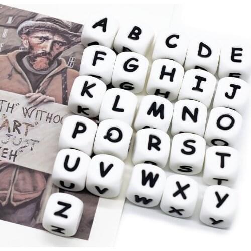Cute-Idea 10pcs silicone english alphabet letters beads teether Personalized Name DIY bracelet baby product Food Grade teething
