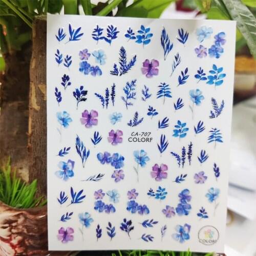 3D Stickers for Nails Lavender Artificial Flowers Design Nails Art Decoration Manicure Sticker Sliders Nail Foil Accessories